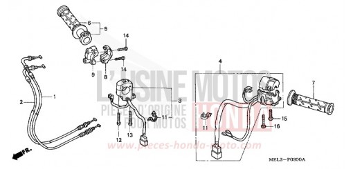 COMMUTATEUR/CABLE CBR1000RR7 de 2007