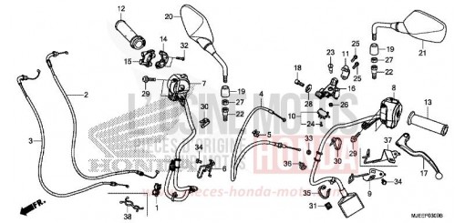 HEBELGRIFF/SCHALTER/KABEL/SPIEGEL CB650FAH de 2017