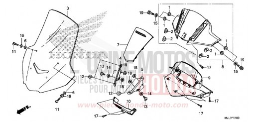 INSTRUMENTENBLENDE/WINDSCHUTZSCHEIBE NC750DE de 2014