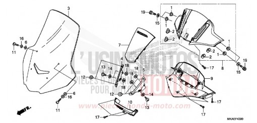 INSTRUMENTENBLENDE/WINDSCHUTZSCHEIBE NC750DJ de 2018