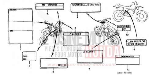 WARNETIKETT XR250RP de 1993