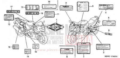 WARNETIKETT CBR600FR2 de 2002