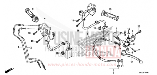 HEBELGRIFF/SCHALTER/KABEL CBR500RAE de 2014