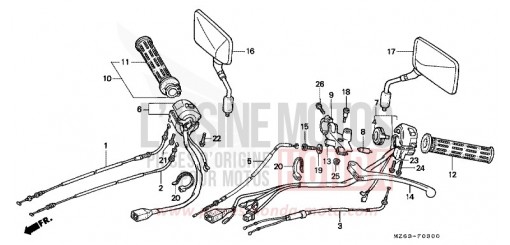 HEBELGRIFF/SCHALTER/KABEL NTV650V de 1997