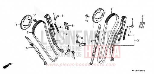 NOCKENWELLENKETTE/SPANNVORRICHTUNG XRV750M de 1991