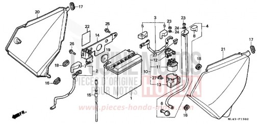 SEITENABDECKUNG/BATTERIE CB450SG de 1986