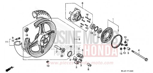 HINTERRAD CB450SJ de 1988