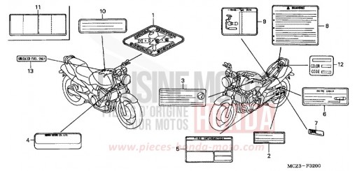 WARNETIKETT CB900F3 de 2003