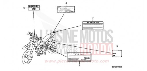 WARNETIKETT CRF230F7 de 2007
