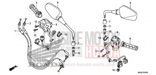 COMMUTATEUR/CABLE/MIROIR NC700DC de 2012