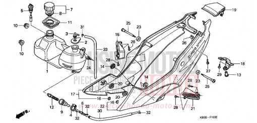 SEITENABDECKUNG/OELTANK NSR125R1 de 2001
