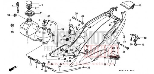 SEITENABDECKUNG/OELTANK NSR125RV de 1997