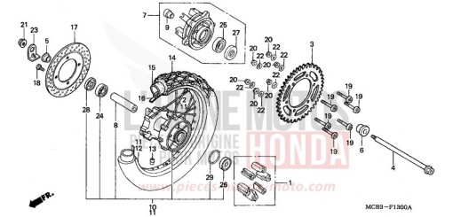 HINTERRAD XL650V1 de 2001