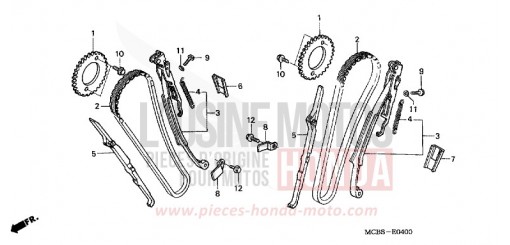 NOCKENWELLENKETTE/SPANNVORRICHTUNG XL650V5 de 2005