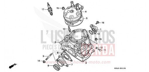 ZYLINDER/ZYLINDERKOPF CR125RP de 1993
