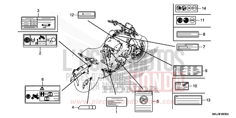 WARNETIKETT von CB1000R MAT BULLET SILVER (NH389) von 2018