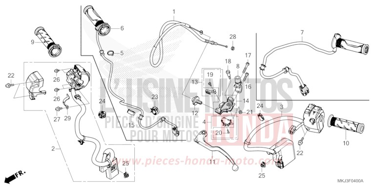 HEBELGRIFF/SCHALTER/KABEL von CB1000R SWORD SILVER METALLIC (NHA95) von 2019