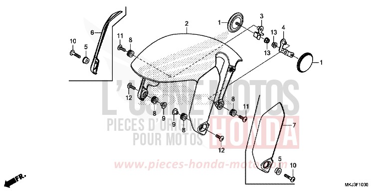 KOTFLUEGEL, VORNE von CB1000R MAT PEARL GLARE WHITE (NHB54) von 2020