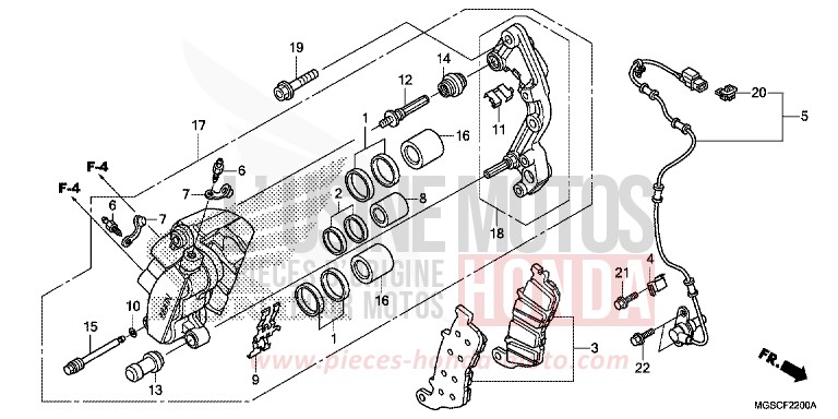 VORDERRAD-BREMSSATTEL von Integra MAT GUNPOWDER BLACK METALLIC (NH436) von 2013