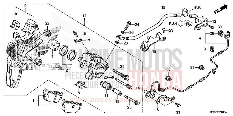 HINTERRAD-BREMSSATTEL von Integra CANDY GRACEFUL RED-U (R151) von 2013