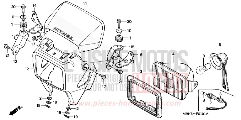 SCHEINWERFER (DK/ED/U) von XR650R FIGHTING RED (R134) von 2001