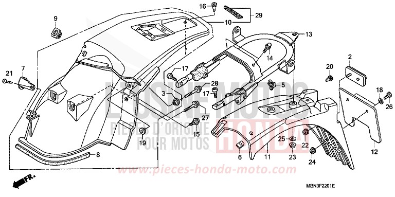 KOTFLUEGEL, HINTEN (DK/ED/U) von XR650R FIGHTING RED (R134) von 2001