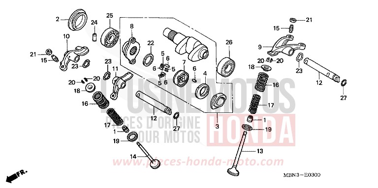 NOCKENWELLE/VENTIL von XR650R FIGHTING RED (R134) von 2002