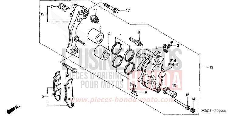 VORDERRAD-BREMSSATTEL (CM/DK/ED) von XR650R FIGHTING RED (R134) von 2002