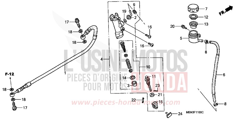 HINTERRADBREMSE HAUPTZYLINDER von XR650R FIGHTING RED (R134) von 2002