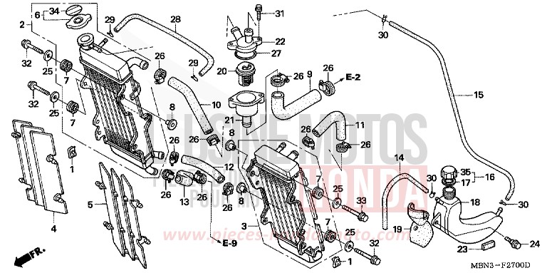 KUEHLER/THERMOSTAT von XR650R FIGHTING RED (R134) von 2002