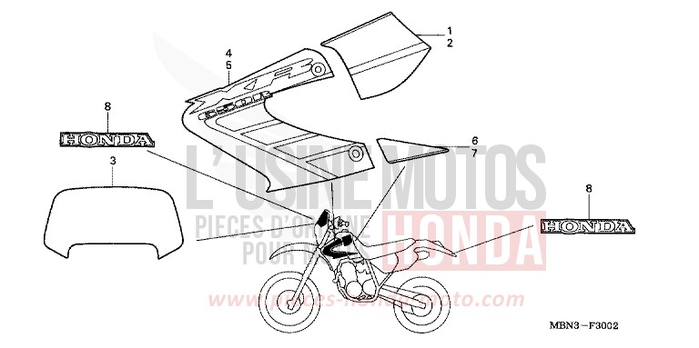 STREIFEN (XR650R2) von XR650R FIGHTING RED (R134) von 2002