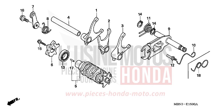 SCHALTWALZE/ SCHALTGABEL von XR650R FIGHTING RED (R134) von 2003