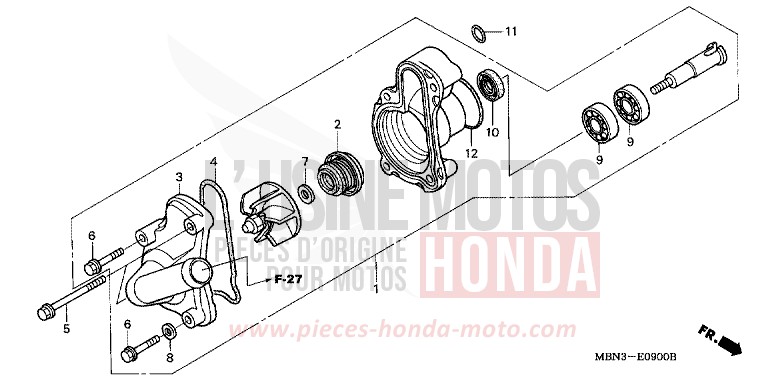 WASSERPUMPE von XR650R FIGHTING RED (R134) von 2004