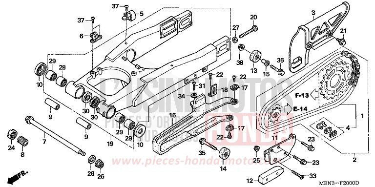 SCHWINGE von XR650R FIGHTING RED (R134) von 2005