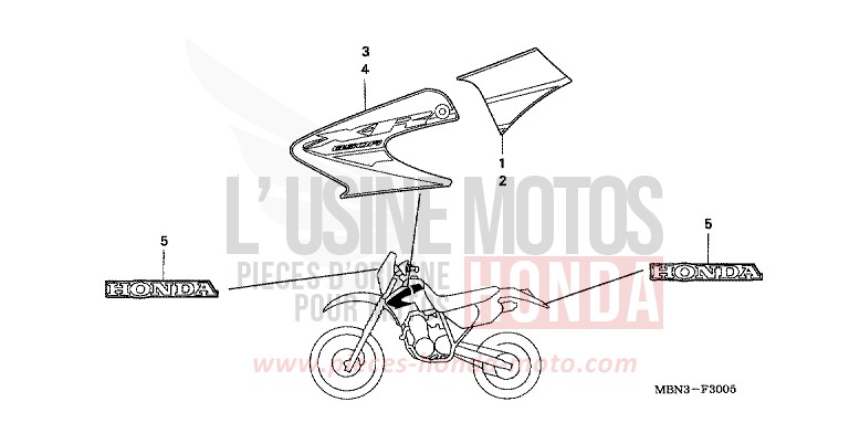 STREIFEN (XR650R5) von XR650R FIGHTING RED (R134) von 2005