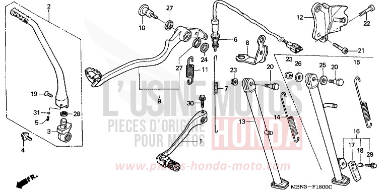 PEDAL/STAENDER von XR650R FIGHTING RED (R134) von 2007