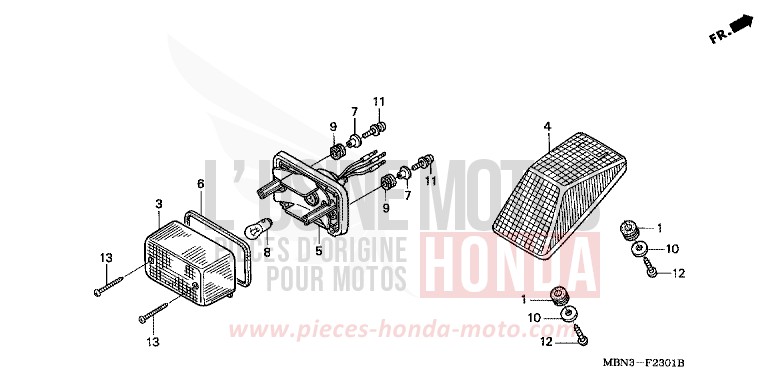 HECKLEUCHTE (DK/ED/U) von XR650R FIGHTING RED (R134) von 2007