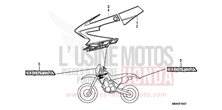 STREIFEN (XR650R7) von XR650R FIGHTING RED (R134) von 2007