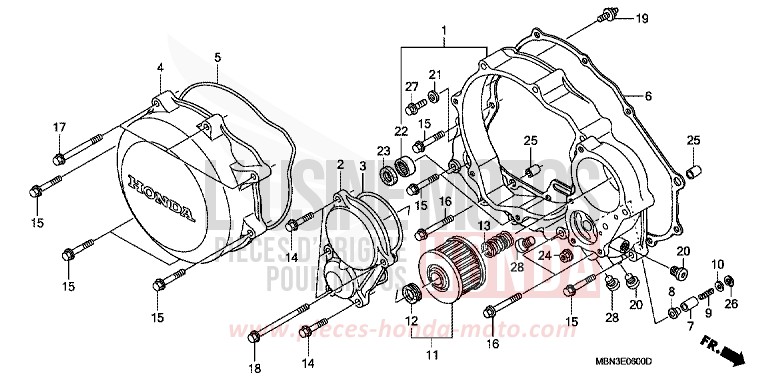 KURBELGEHAEUSEABDECKUNG von XR650R FIGHTING RED (R134) von 2000