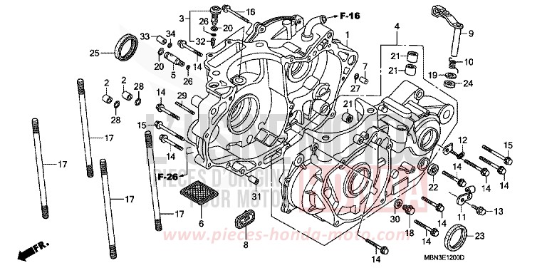 KURBELGEHAEUSE von XR650R FIGHTING RED (R134) von 2000