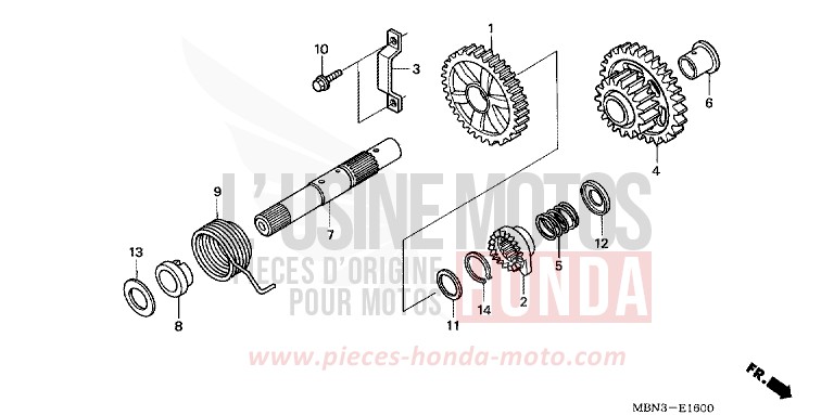 KICKSTARTERSPINDEL von XR650R FIGHTING RED (R134) von 2000