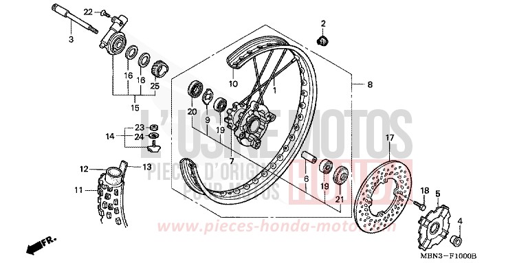 VORDERRAD von XR650R FIGHTING RED (R134) von 2000