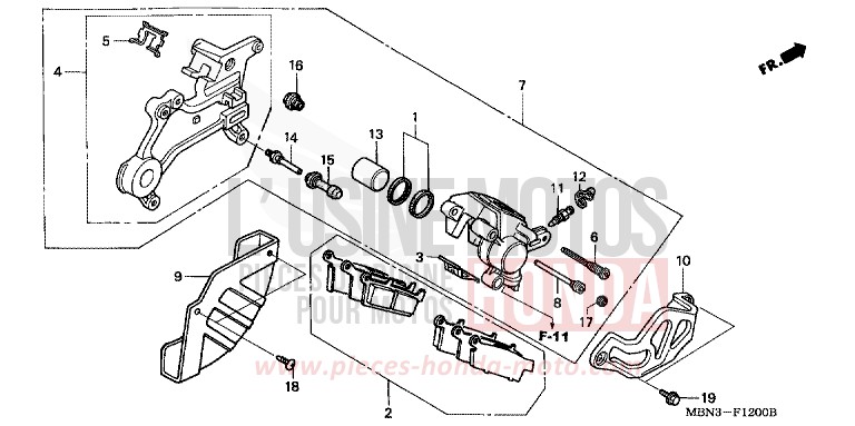 HINTERRAD-BREMSSATTEL von XR650R FIGHTING RED (R134) von 2000