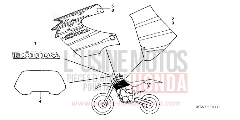 STREIFEN (XR650RY) von XR650R FIGHTING RED (R134) von 2000