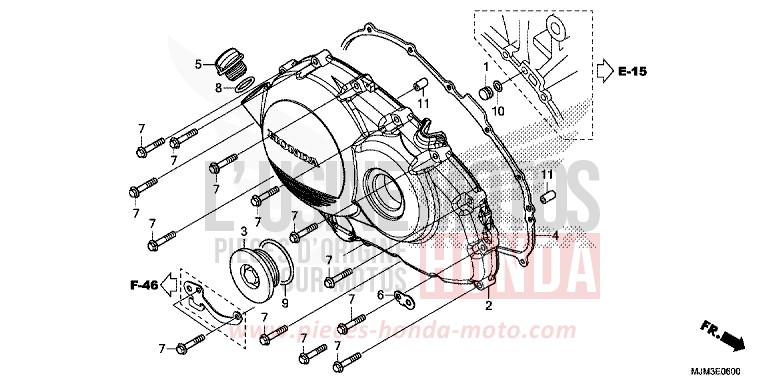 KURBELGEHAEUSEABDECKUNG von VFR800F PEARL GLARE WHITE (NHB53) von 2014