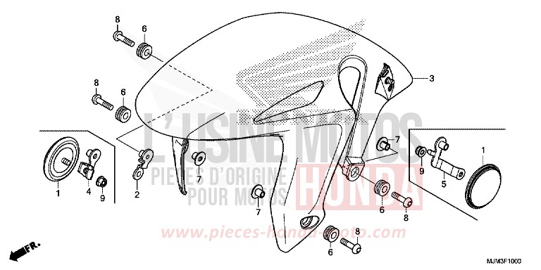 KOTFLUEGEL, VORNE von VFR800F PEARL GLARE WHITE (NHB53) von 2014