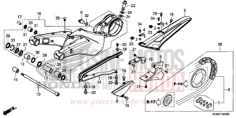 SCHWINGE von VFR800F PEARL GLARE WHITE (NHB53) von 2014
