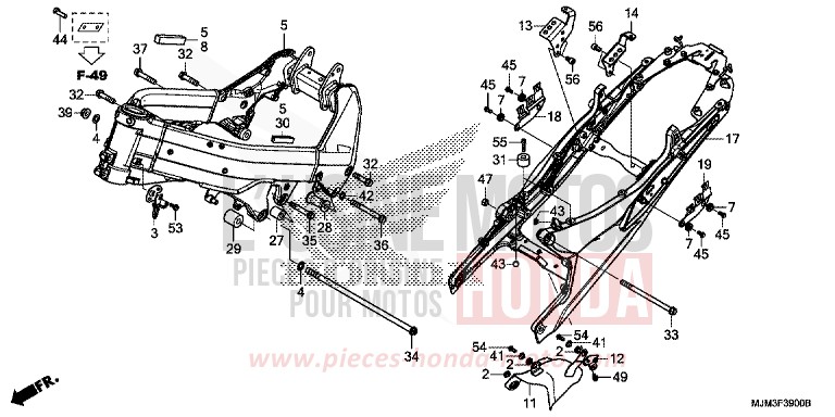 RAHMENKOERPER von VFR800F PEARL GLARE WHITE (NHB53) von 2014