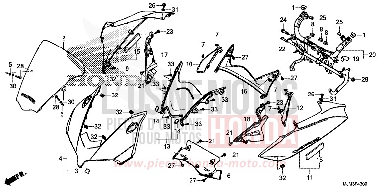 OBERER WINDLAUF von VFR800F PEARL GLARE WHITE (NHB53) von 2014