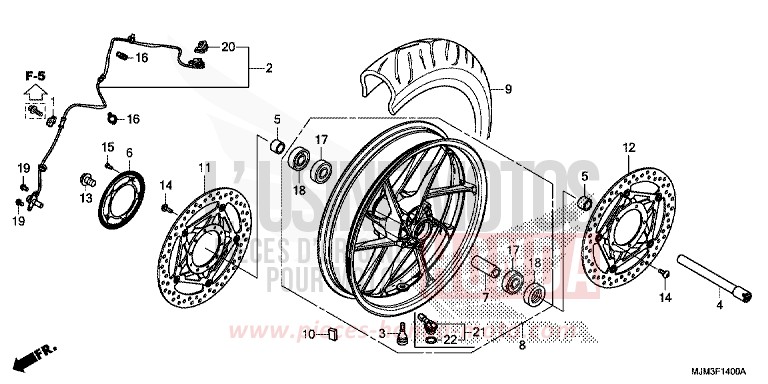 VORDERRAD von VFR800F VICTORY RED (R334) von 2014